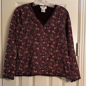 Brown Talbots Top with Rose Design